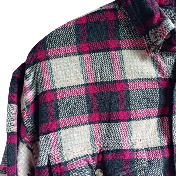 Vintage 90s Grunge Susquehanna Trail Plaid Jacquard Button Down Shirt - Size LG - Picture 2 of 10